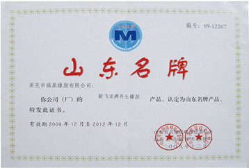 Shandong famous brand certificate